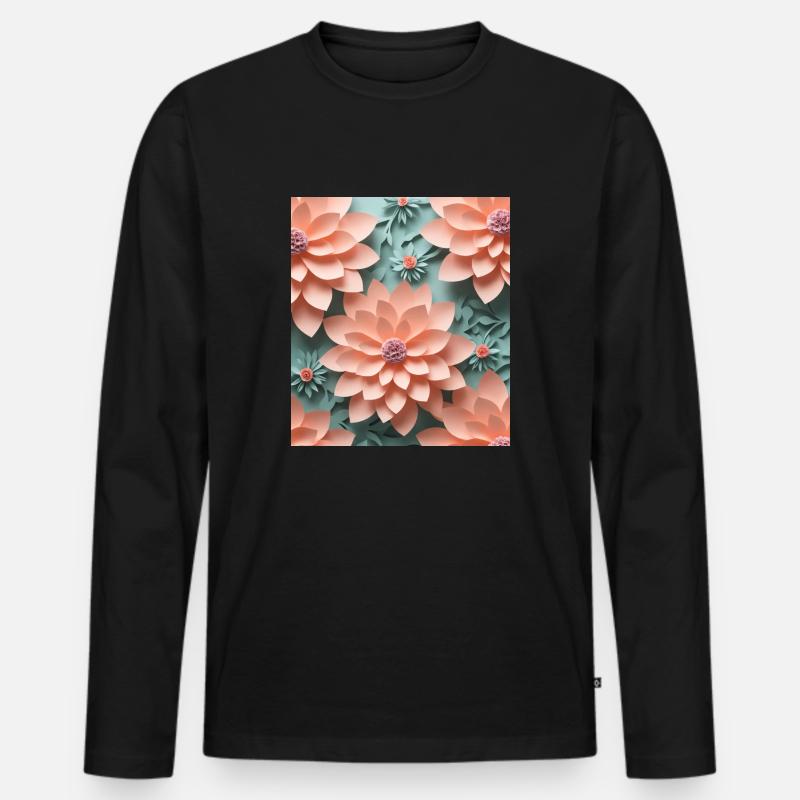 Papierblumen - Männer Premium Bio Langarmshirt - Schwarz
