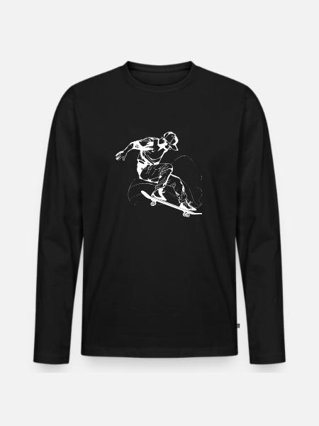 Skateboarder Sketch - Men's Premium Organic Long Sleeve Shirt - black