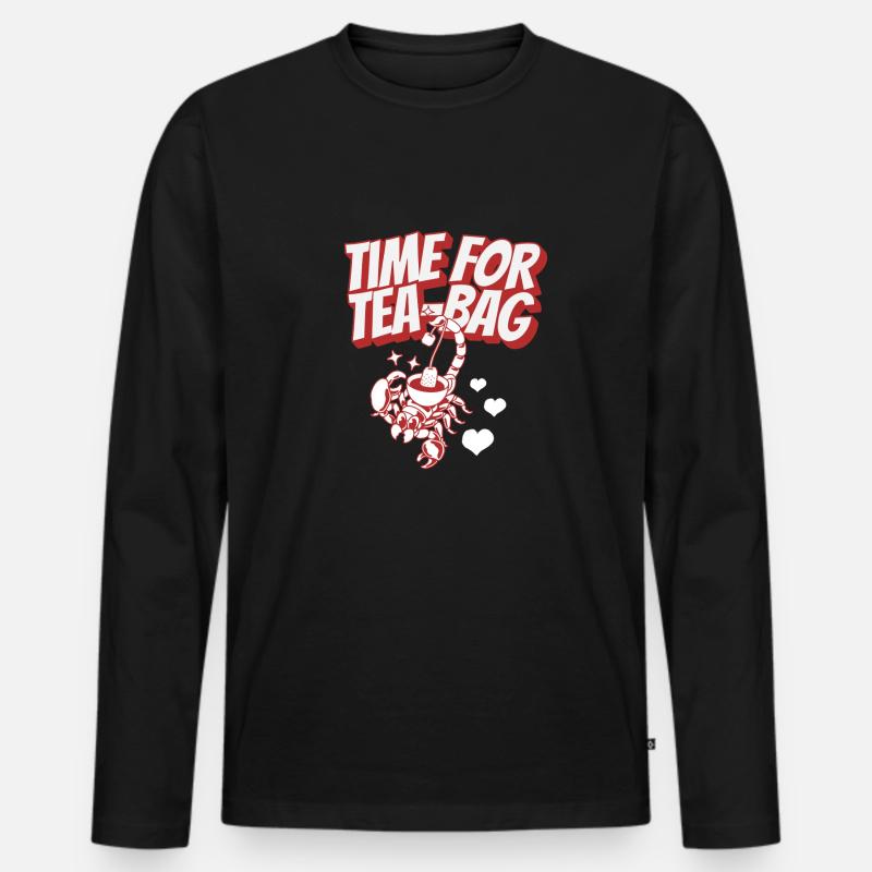 Time for Teabag - Männer Premium Bio Langarmshirt - Schwarz