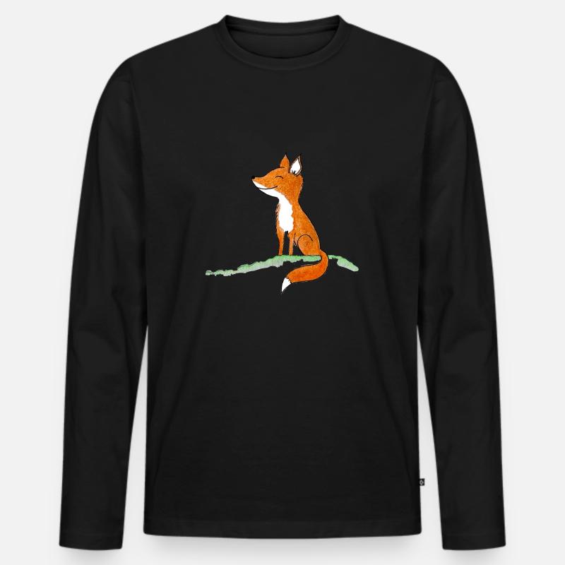 Fuchs - Männer Premium Bio Langarmshirt - Schwarz
