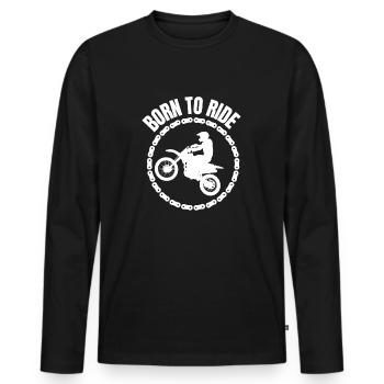 Né pour rouler en motocross - T-shirt manches longues Premium bio Homme - noir - Devant - Nico (187cm)