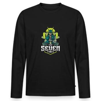 Mode développeur Android - T-shirt manches longues Premium bio Homme - noir - Devant - Nico (187cm)