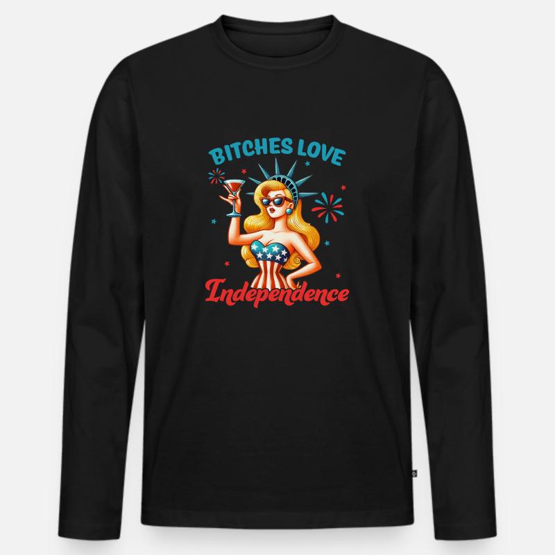 Bitches love independence - Männer Premium Bio Langarmshirt - Schwarz