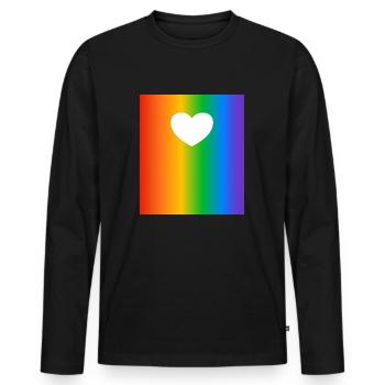 Rainbow Gradients Colours Heart - Men's Premium Organic Long Sleeve Shirt - black - Front - Nico (187cm)