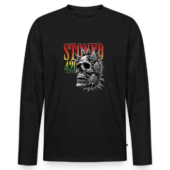 Stoned 420 Skull – Weed & Skull - T-shirt manches longues Premium bio Homme - noir - Devant - Nico (187cm)