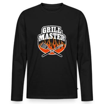 GRILL MASTER FLAMMEN VINTAGE - Männer Premium Bio Langarmshirt - Schwarz - Vorne - Nico (187cm)