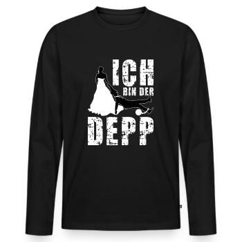 ICH BIN DER DEPP JGA JUNGGESELLENABSCHIED - Männer Premium Bio Langarmshirt - Schwarz - Vorne - Nico (187cm)