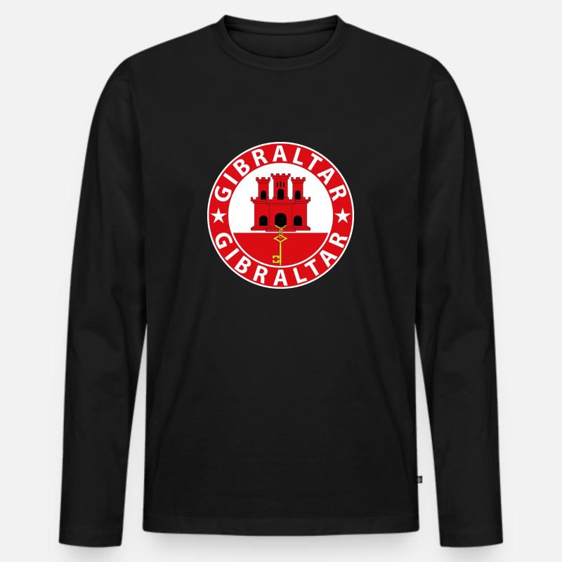 Gibraltar - Männer Premium Bio Langarmshirt - Schwarz