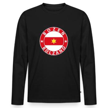 Bolzano - Men's Premium Organic Long Sleeve Shirt - black - Front - Nico (187cm)