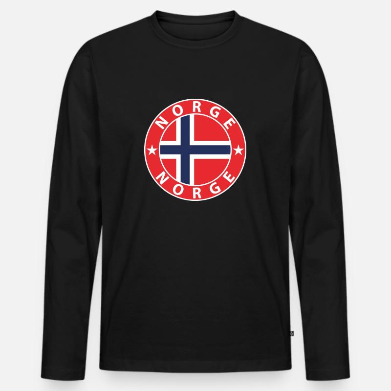 Norwegen - Männer Premium Bio Langarmshirt - Schwarz