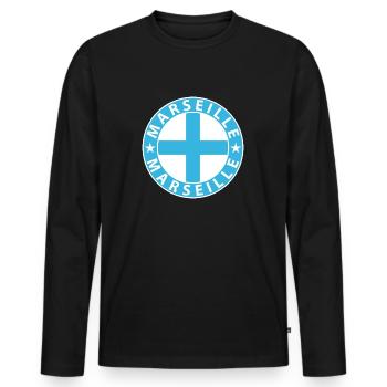 Marseille - Men's Premium Organic Long Sleeve Shirt - black - Front - Nico (187cm)