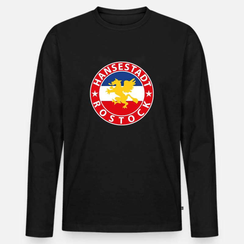 Rostock - Männer Premium Bio Langarmshirt - Schwarz
