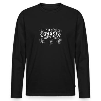 Fantastisch, es ist eine Canasta-Partyzeit für - Männer Premium Bio Langarmshirt - Schwarz - Vorne - Nico (187cm)