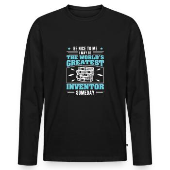 Sois gentil avec moi, je pourrais être un drôle - T-shirt manches longues Premium bio Homme - noir - Devant - Nico (187cm)