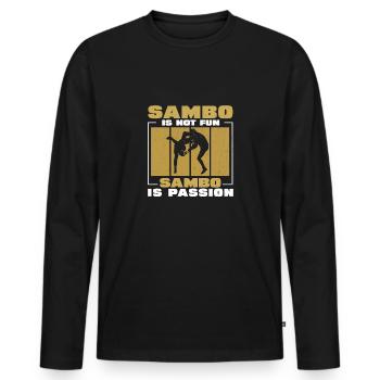 Lustiger Sambo ist kein Fan Sambo ist Leidenschaft - Männer Premium Bio Langarmshirt - Schwarz - Vorne - Nico (187cm)