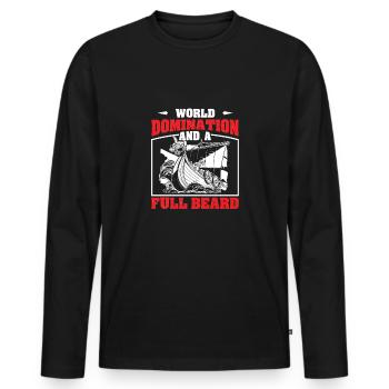 Weltherrschaft der Wikinger und ein Vollbart - Männer Premium Bio Langarmshirt - Schwarz - Vorne - Nico (187cm)