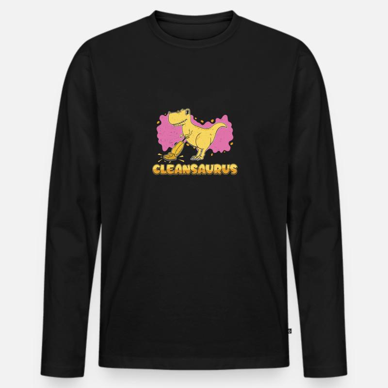 Lustiger Cleansaurus-Staubsauger im - Männer Premium Bio Langarmshirt - Schwarz