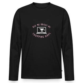 Me poser des questions sur mon panier pour - T-shirt manches longues Premium bio Homme - noir - Devant - Nico (187cm)