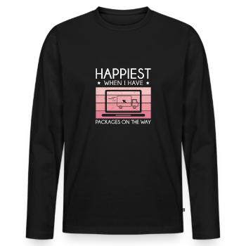 Cooler Online-Shopper, der am glücklichsten ist, - Männer Premium Bio Langarmshirt - Schwarz - Vorne - Nico (187cm)