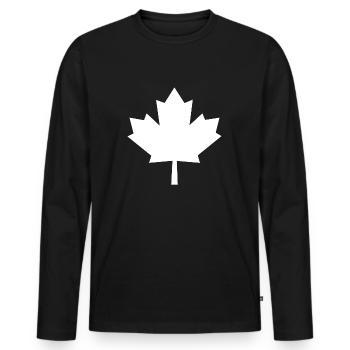 feuille d'érable - T-shirt manches longues Premium bio Homme - noir - Devant - Nico (187cm)