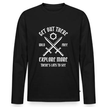 Allez là-bas et explorez plus, il y a beaucoup à voir - T-shirt manches longues Premium bio Homme - noir - Devant - Nico (187cm)