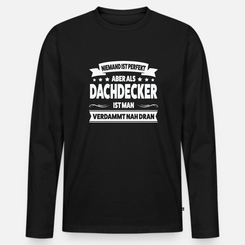 Dachdecker Beruf Dachdecken Geschenk - Männer Premium Bio Langarmshirt - Schwarz