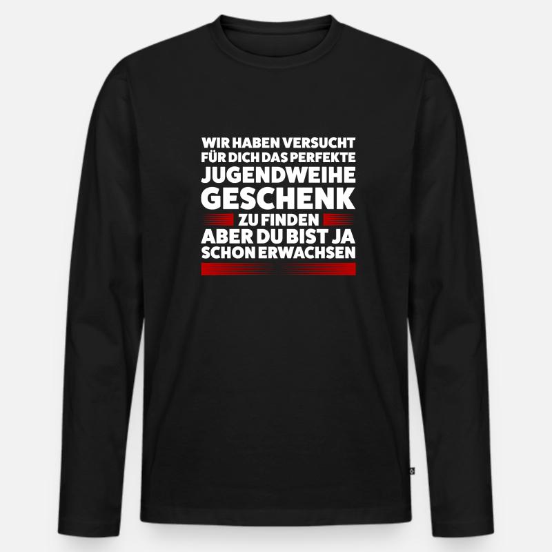 Jugendweihe Jugend Konfirmation Geschenk - Männer Premium Bio Langarmshirt - Schwarz