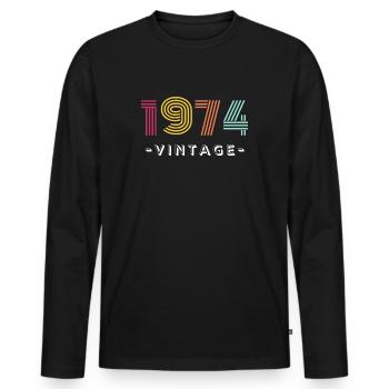 Millésime 1974 - Anniversaire, 50e anniversaire - T-shirt manches longues Premium bio Homme - noir - Devant - Nico (187cm)