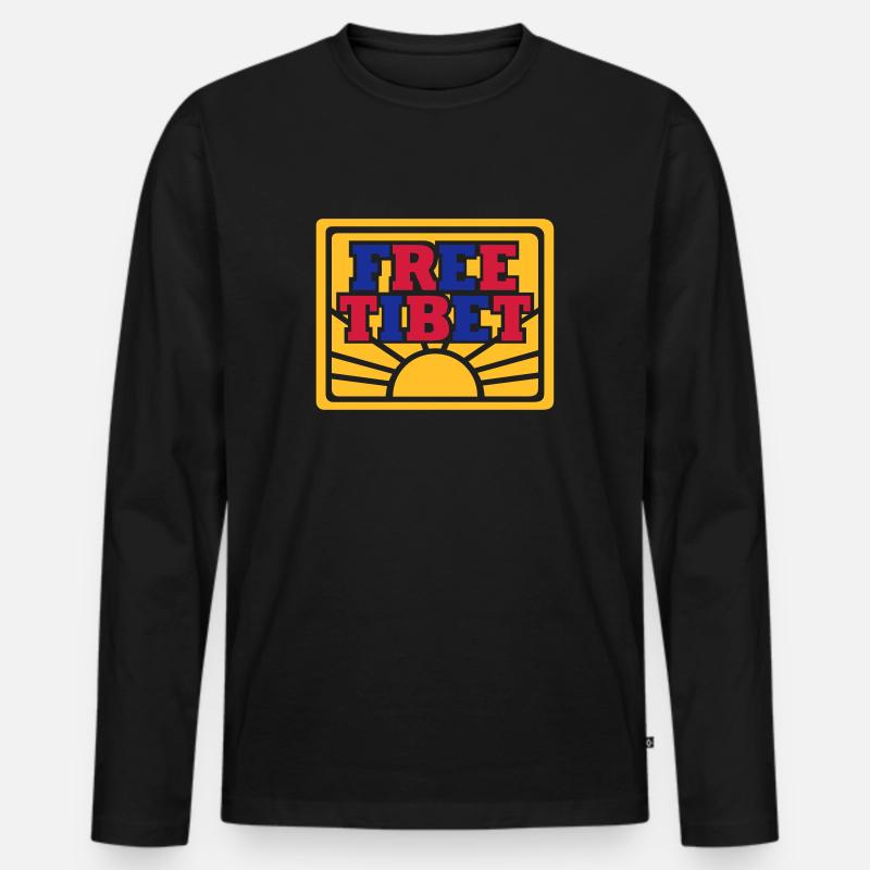 Free Tibet - Männer Premium Bio Langarmshirt - Schwarz