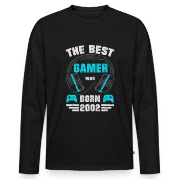 2002 Born Birthday Gamer Gaming Gift - T-shirt manches longues Premium bio Homme - noir - Devant - Nico (187cm)