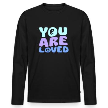YOU ARE LOVED - Männer Premium Bio Langarmshirt - Schwarz - Vorne - Nico (187cm)