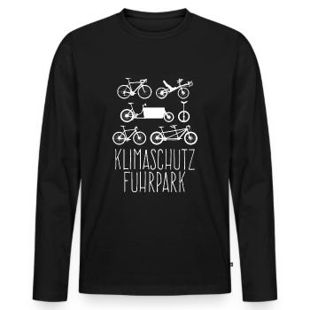 Viele Fahrräder sind ein Klimaschutz Fuhrpark - Männer Premium Bio Langarmshirt - Schwarz - Vorne - Nico (187cm)