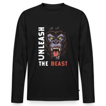 Monkey primate chimpanzee - Men's Premium Organic Long Sleeve Shirt - black - Front - Nico (187cm)