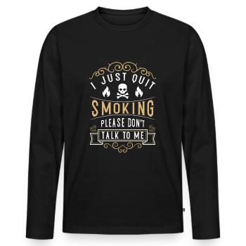 Interdiction de fumer des cigarettes Ne fumez pas de dépendance - T-shirt manches longues Premium bio Homme - noir - Devant - Nico (187cm)