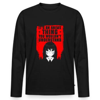 Anime Japan Kanji - Men's Premium Organic Long Sleeve Shirt - black - Front - Nico (187cm)