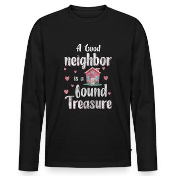 Nachbarn Freundschaft Einzug Einweihungsfeier - Männer Premium Bio Langarmshirt - Schwarz - Vorne - Nico (187cm)