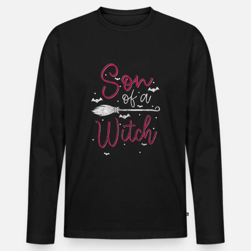 Hexerei Frau Halloween Wicca - Männer Premium Bio Langarmshirt - Schwarz