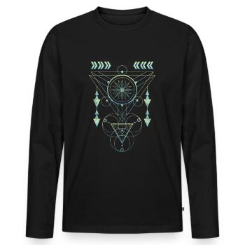 Runen Symbolik Religion Elemente - Männer Premium Bio Langarmshirt - Schwarz - Vorne - Nico (187cm)
