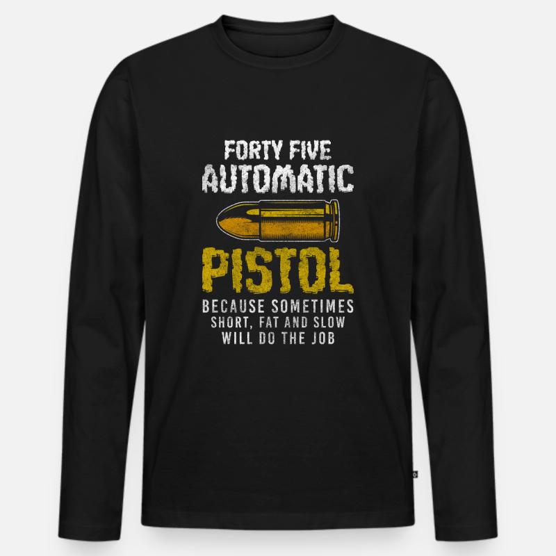 Waffe Pistole Waffenbesitzer - Männer Premium Bio Langarmshirt - Schwarz