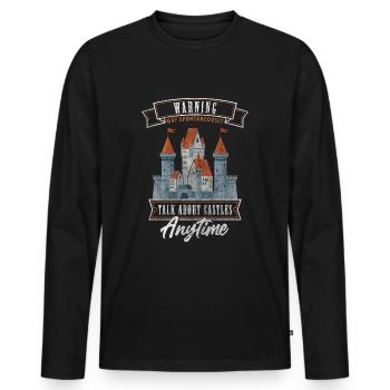 Épée, Château, Royaume, Cheval - T-shirt manches longues Premium bio Homme - noir - Devant - Nico (187cm)