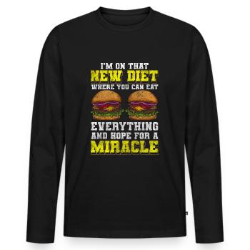 Essen Restaurant Vielesser - Männer Premium Bio Langarmshirt - Schwarz - Vorne - Nico (187cm)