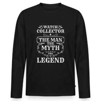 Montres Amateurs de montres Montres de luxe Suisse - T-shirt manches longues Premium bio Homme - noir - Devant - Nico (187cm)