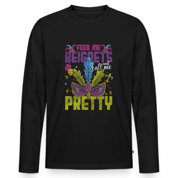 Masque de parade Perles colorées - T-shirt manches longues Premium bio Homme - noir - Devant - Nico (187cm)