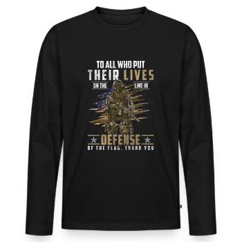 Soldier Victory Droits de l’homme - T-shirt manches longues Premium bio Homme - noir - Devant - Nico (187cm)