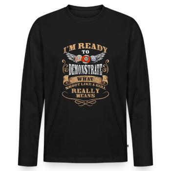 Gagnant de la boule du joueur de billard - T-shirt manches longues Premium bio Homme - noir - Devant - Nico (187cm)