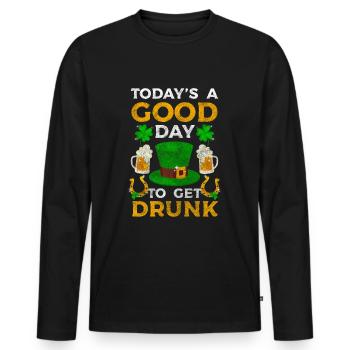 Irish Wanderlust Happiness Irish - Men's Premium Organic Long Sleeve Shirt - black - Front - Nico (187cm)