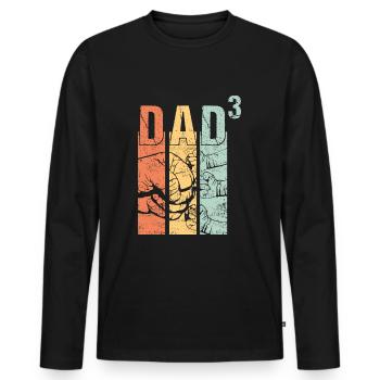 Papa Father of 3 third Three child baby children - Men's Premium Organic Long Sleeve Shirt - black - Front - Nico (187cm)