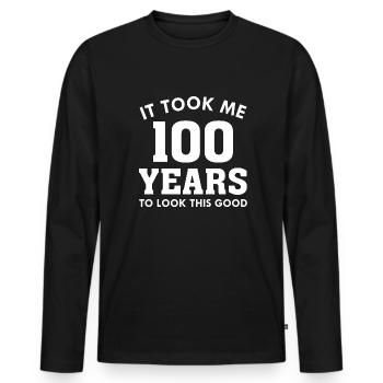 Il m’a fallu 100 ans pour être aussi beau - T-shirt manches longues Premium bio Homme - noir - Devant - Nico (187cm)