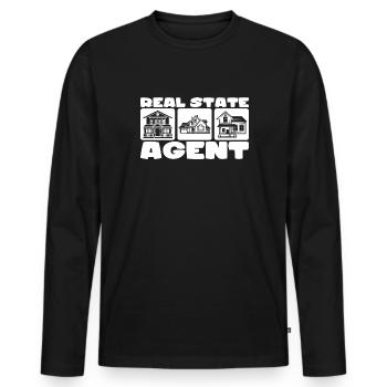 Real EState Agent - Men's Premium Organic Long Sleeve Shirt - black - Front - Nico (187cm)