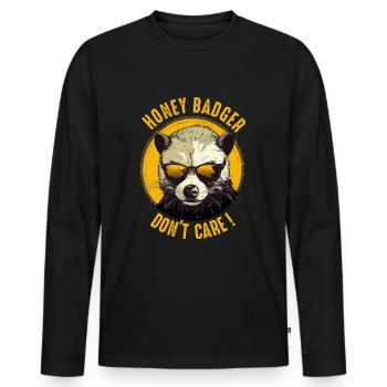 Honigdachs kümmert sich nicht - Männer Premium Bio Langarmshirt - Schwarz - Vorne - Nico (187cm)